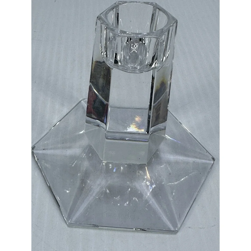 VTG Crystal Candle Stick Holder Miller Rogaska Frank Lloyd Wright FLLW FDN 2000